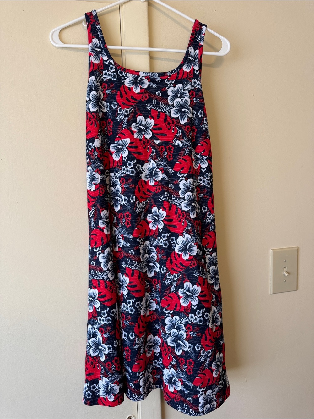 Floral Red & Navy Sleeveless Sundress - Women's
